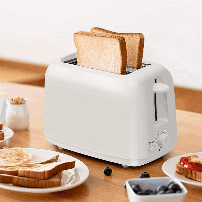 Everyday 2-slice bread toaster side view for compact kitchen counters