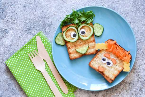 Sandwich with vegetables. View from above.Toaster