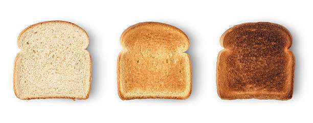 Set of three slices toast bread isolated on white.Toaster