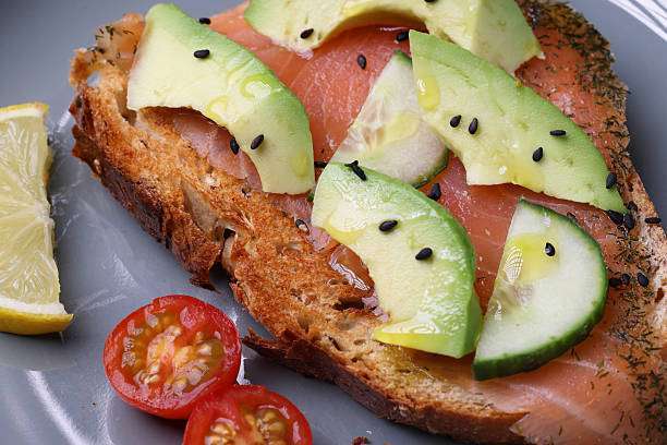 Salmon, Avocado, Tomato, and Sesame Toasted Brunch, Toaster