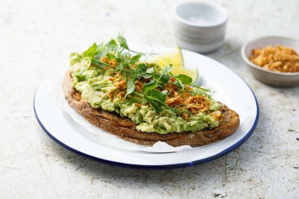 Healthy avocado toast with onion toaster