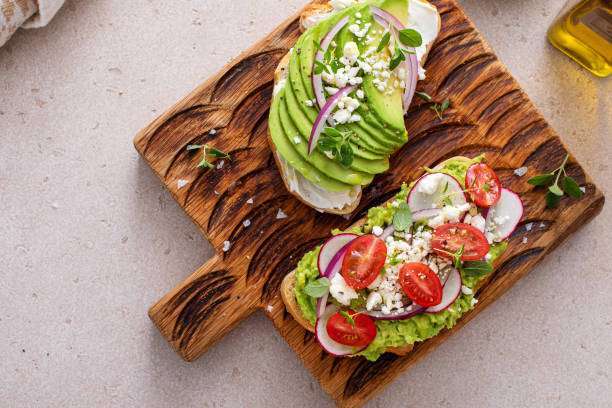 Trending Cottage Cheese Toast with Creamy Avocado on Whole Grain Bread, Toaster