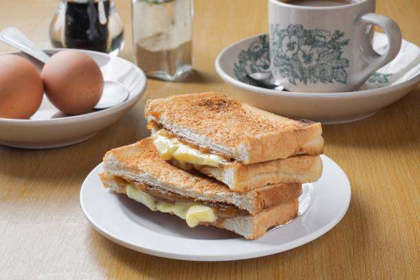 The toaster toasted bread sheet looking yummy for morning meal