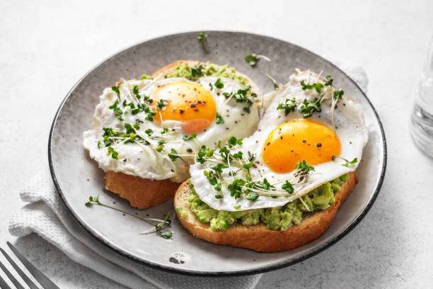 Healthy avocado toast with onion toaster