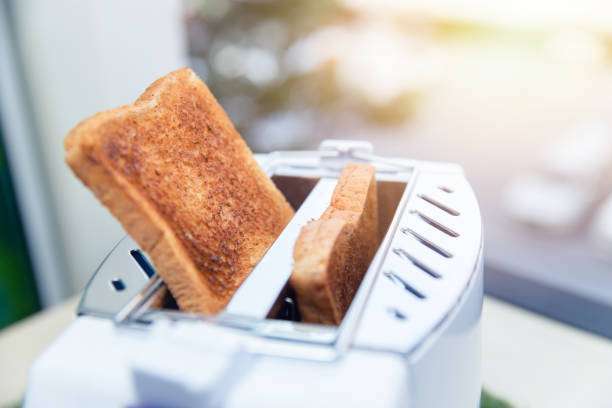 The toaster toasted bread sheet looking yummy for morning meal