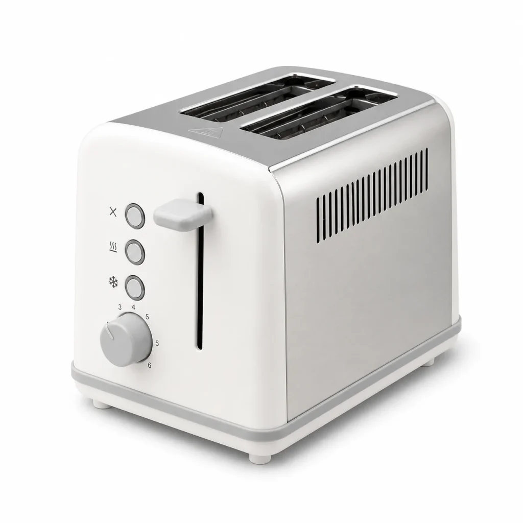 Compact 2-slice toaster for small kitchens shown on a white background for product comparison