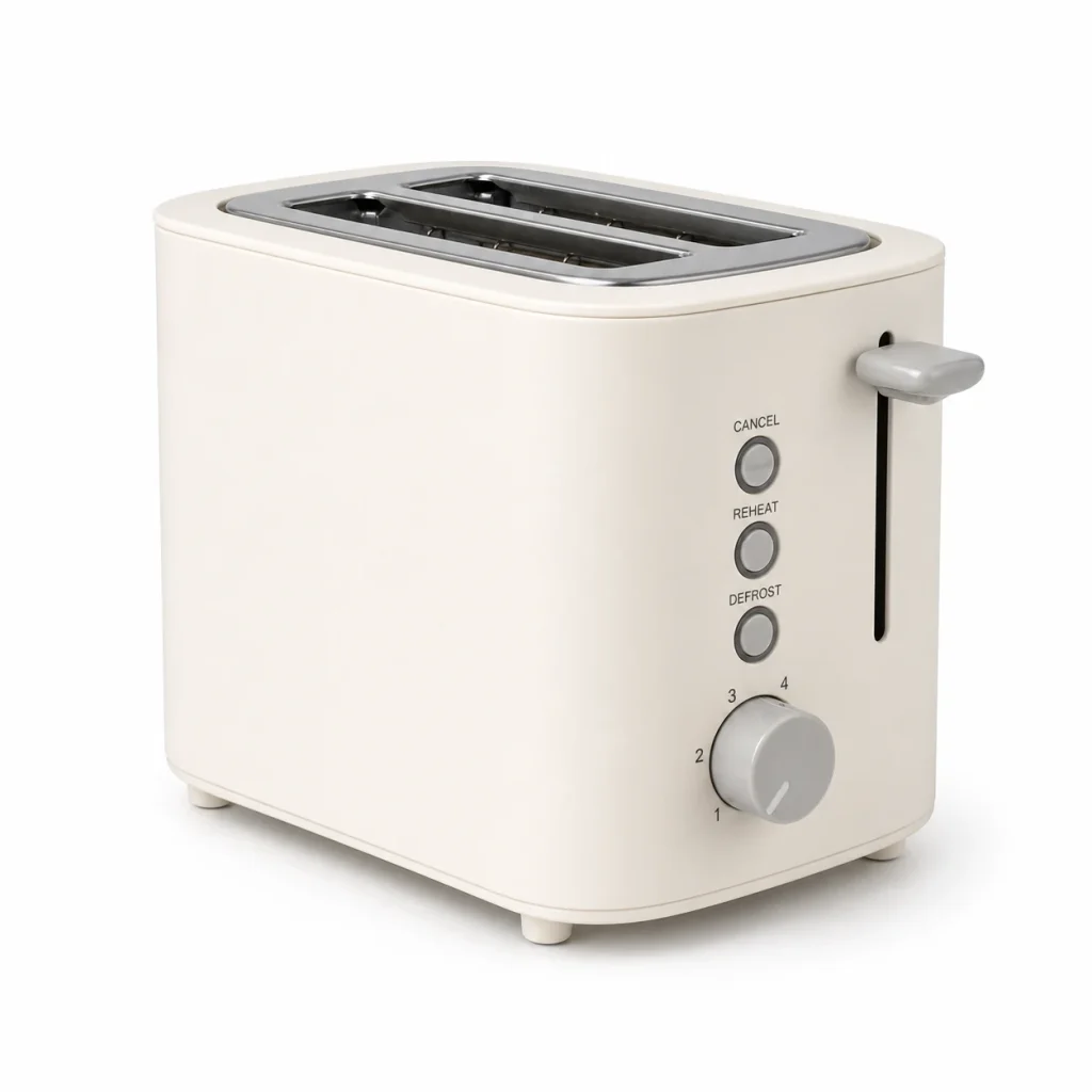 Compact stainless 2-slice toaster shown on a white background for product comparison