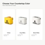 Color options for retro 2-slice wide slot toaster on a clean product background