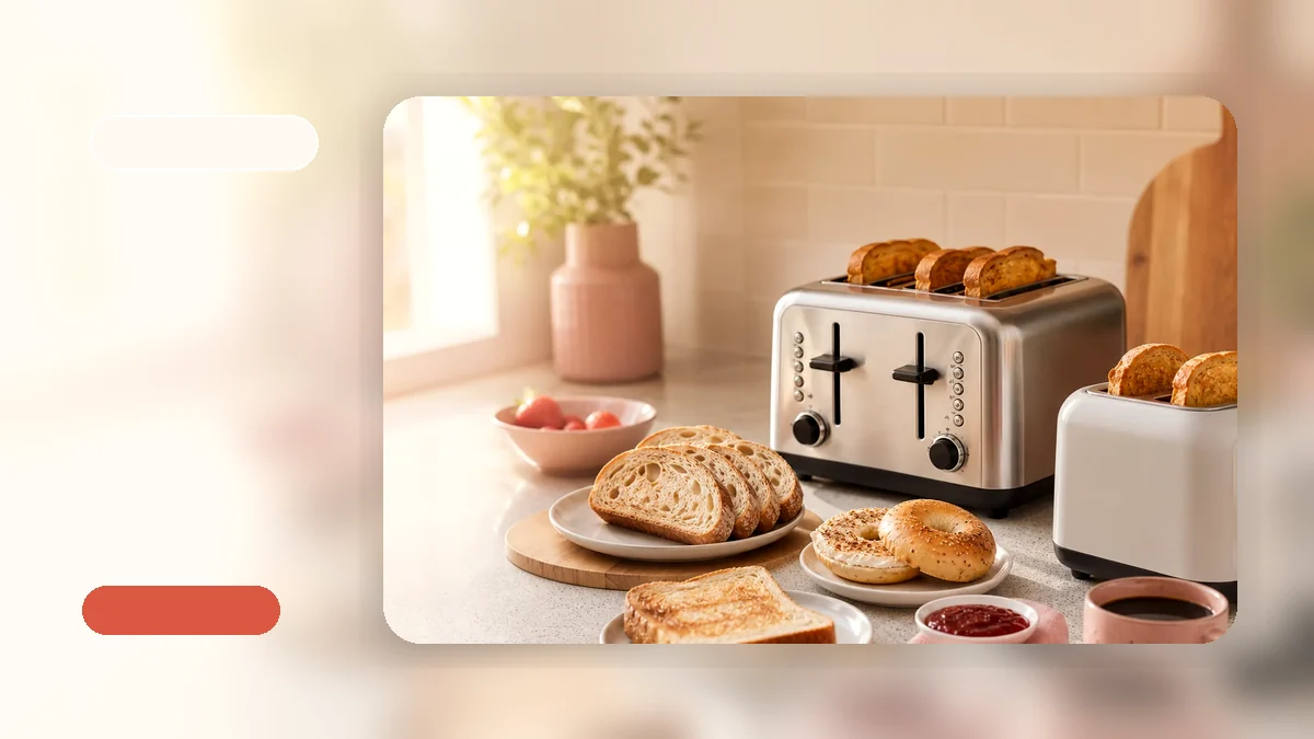 A toaster with frozen bagels ready to be toasted in a modern kitchen