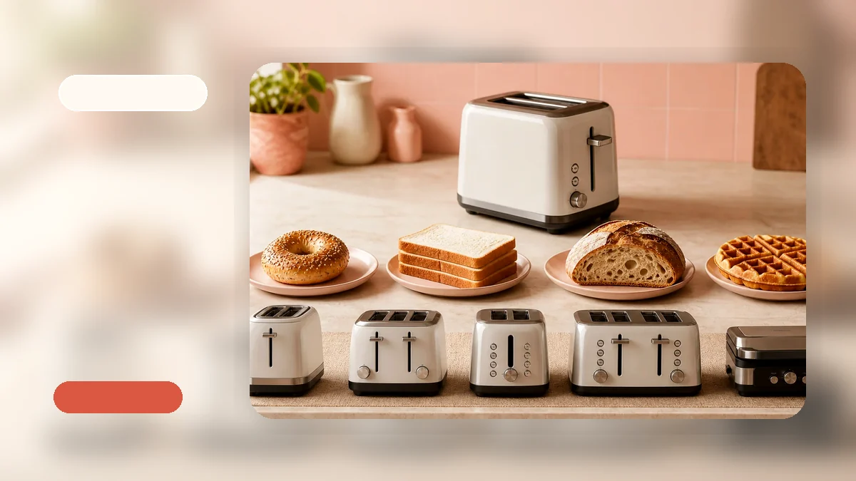 Wide-slot toaster with a thick slice of sourdough bread fitting comfortably in the slot