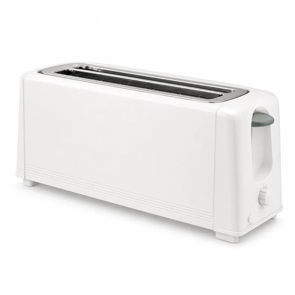 Long slot 4-slice toaster shown on a white background for product comparison