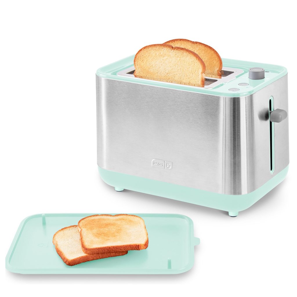 Dash SmartStore DST200 Aqua two-slice toaster with storage lid